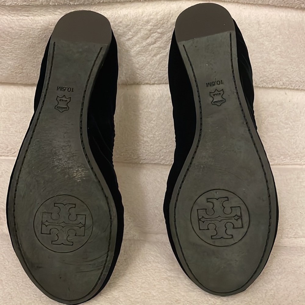 Tory Burch "Violet Ballet Flats" Black Velvet w/Crystals - Picture 3 of 5